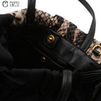 Nylon Python Print Leather Trim Tote bag