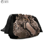 Nylon Python Print Leather Trim Tote bag