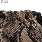 Nylon Python Print Leather Trim Tote bag