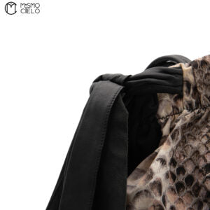 Nylon Python Print Leather Trim Tote bag