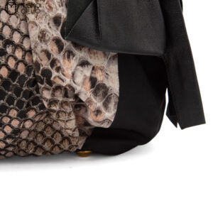 Nylon Python Print Leather Trim Tote bag