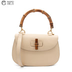 GUCCI Cream Vintage Bamboo Handbag