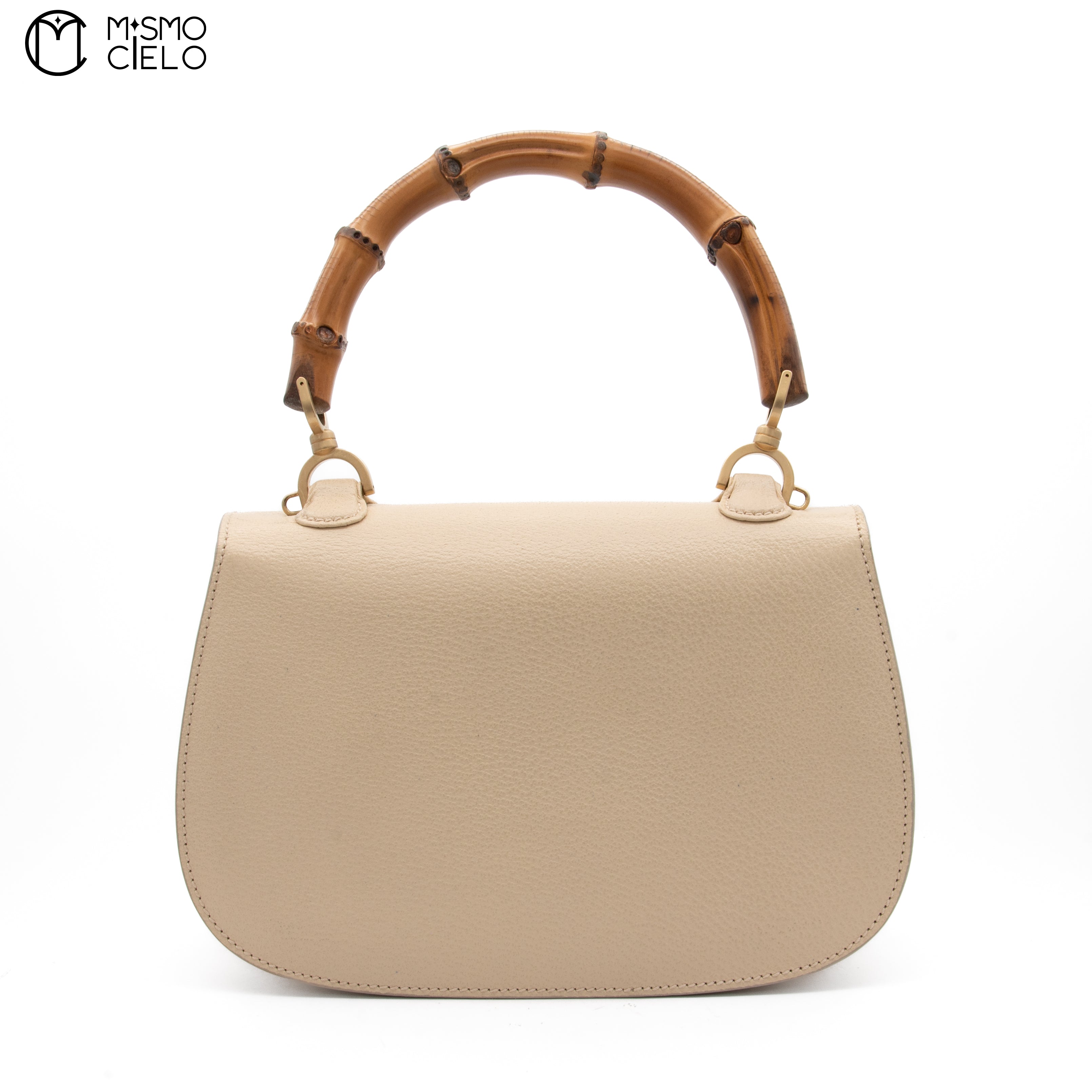 GUCCI Cream Vintage Bamboo Handbag