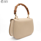 GUCCI Cream Vintage Bamboo Handbag