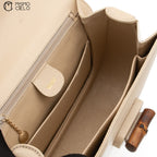 GUCCI Cream Vintage Bamboo Handbag