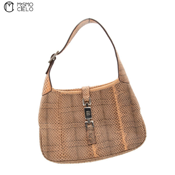Brown Jackie Python One Shoulder Bag