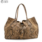 Brown Python Tote Bag