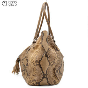 Brown Python Tote Bag