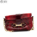 DOLCE & GABBANA Burgundy Python and Gold Handbag