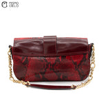 DOLCE & GABBANA Burgundy Python and Gold Handbag