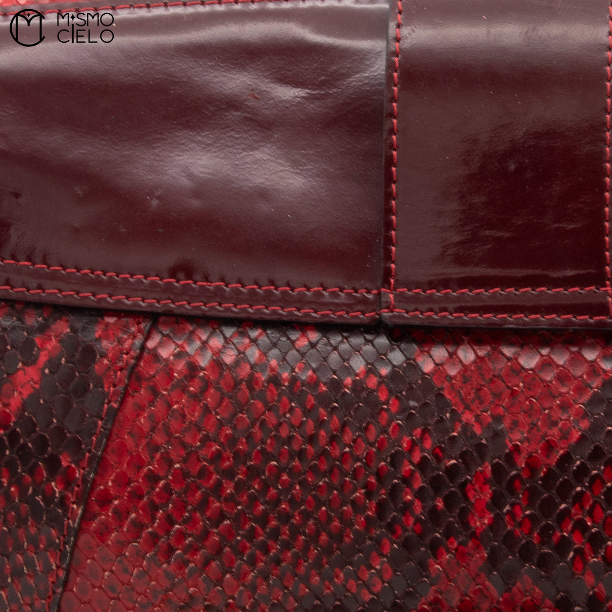 DOLCE & GABBANA Burgundy Python and Gold Handbag