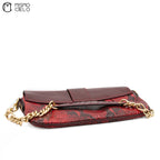 DOLCE & GABBANA Burgundy Python and Gold Handbag