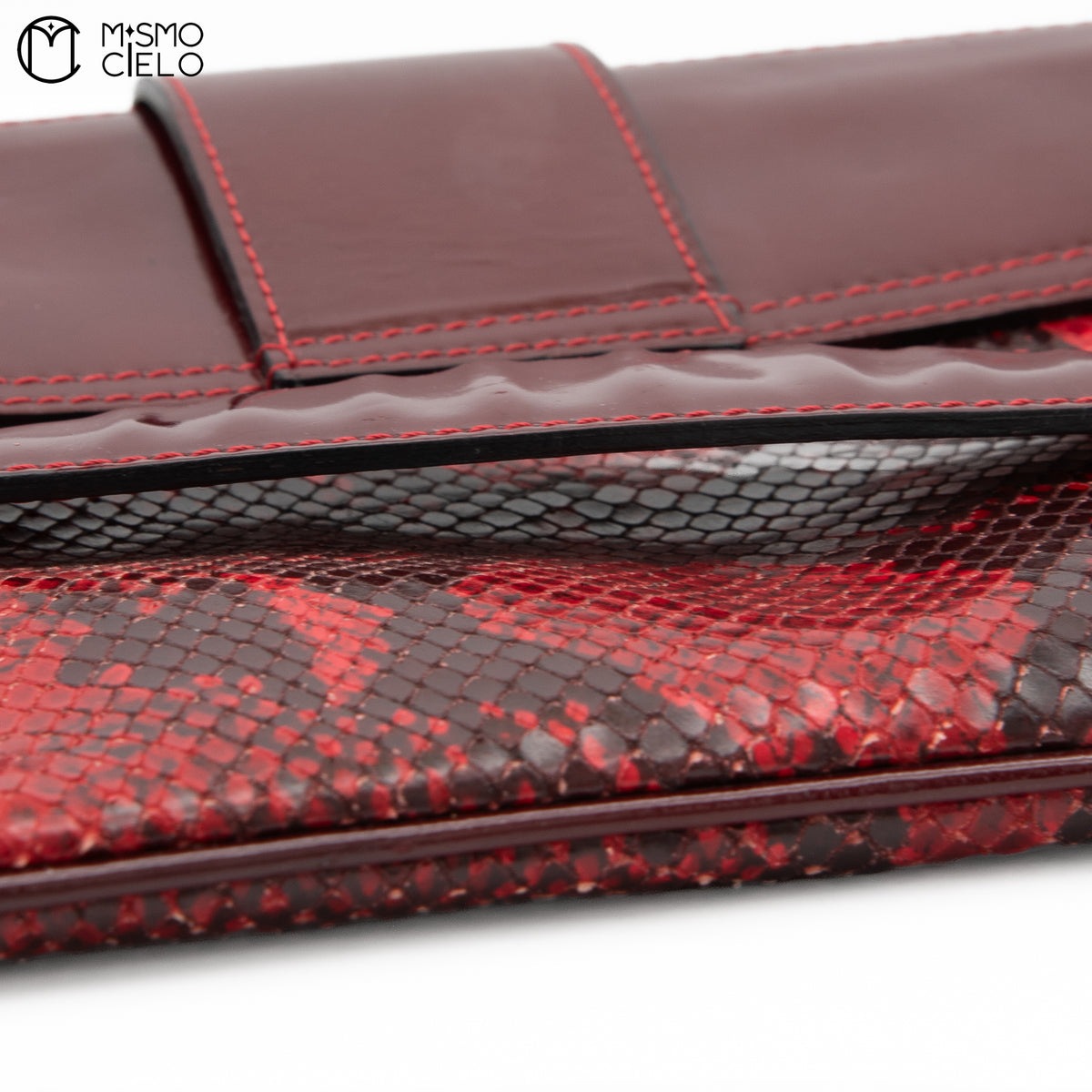 DOLCE & GABBANA Burgundy Python and Gold Handbag
