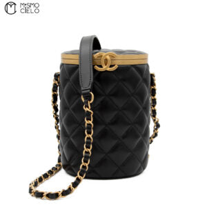 Black Lambskin Quilted Crown Box