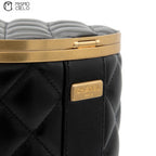 Black Lambskin Quilted Crown Box