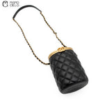 Black Lambskin Quilted Crown Box