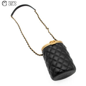 Black Lambskin Quilted Crown Box