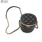 Black Lambskin Quilted Crown Box