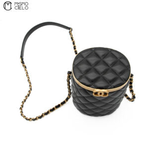 Black Lambskin Quilted Crown Box