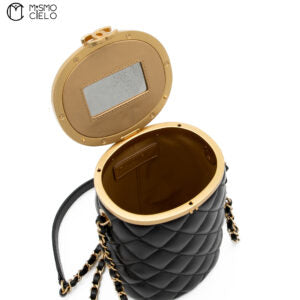 Black Lambskin Quilted Crown Box