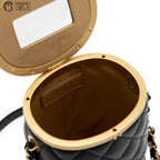 Black Lambskin Quilted Crown Box