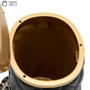 Black Lambskin Quilted Crown Box