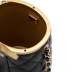 Black Lambskin Quilted Crown Box