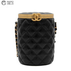 Black Lambskin Quilted Crown Box
