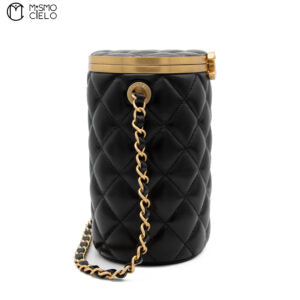 Black Lambskin Quilted Crown Box