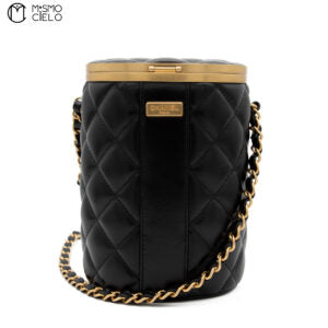 Black Lambskin Quilted Crown Box