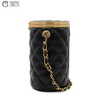 Black Lambskin Quilted Crown Box