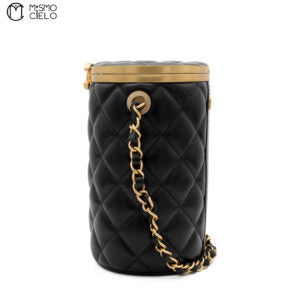 Black Lambskin Quilted Crown Box