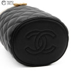 Black Lambskin Quilted Crown Box