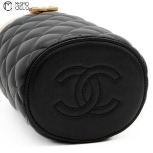 Black Lambskin Quilted Crown Box