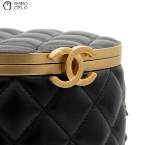 Black Lambskin Quilted Crown Box