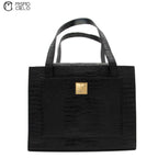 Black Crocodile Tote Bag