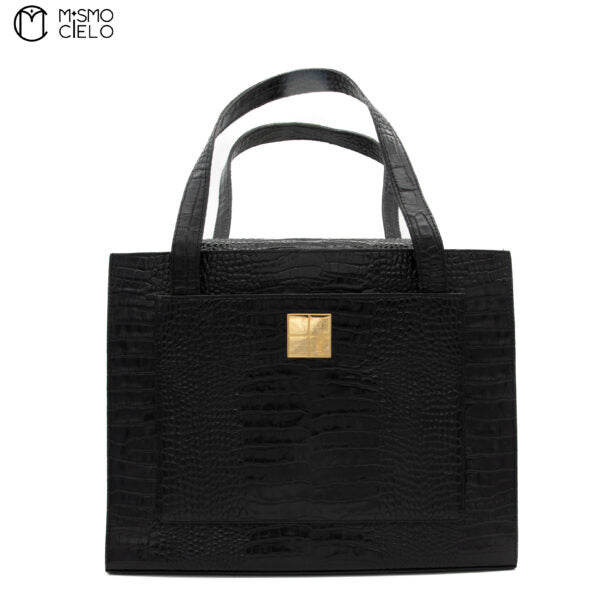 Black Crocodile Tote Bag