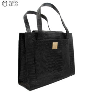 Black Crocodile Tote Bag