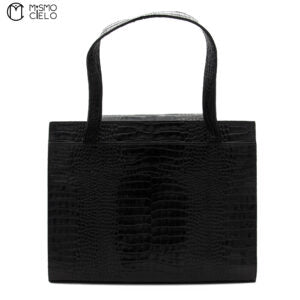 Black Crocodile Tote Bag