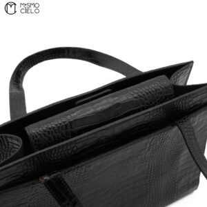Black Crocodile Tote Bag