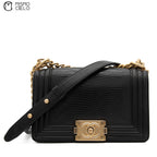 Calfskin and Lizard Black Boy Bag