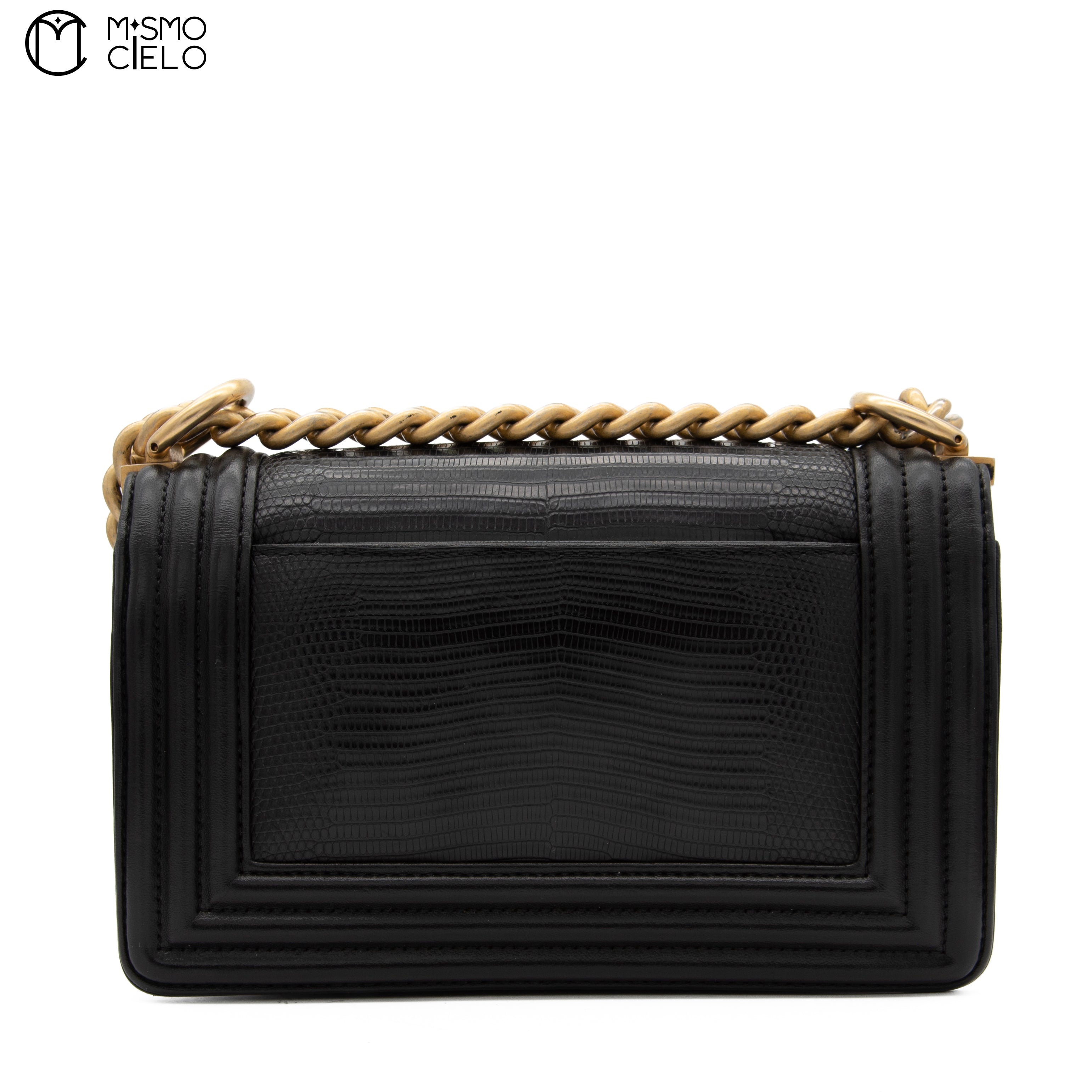 Calfskin and Lizard Black Boy Bag