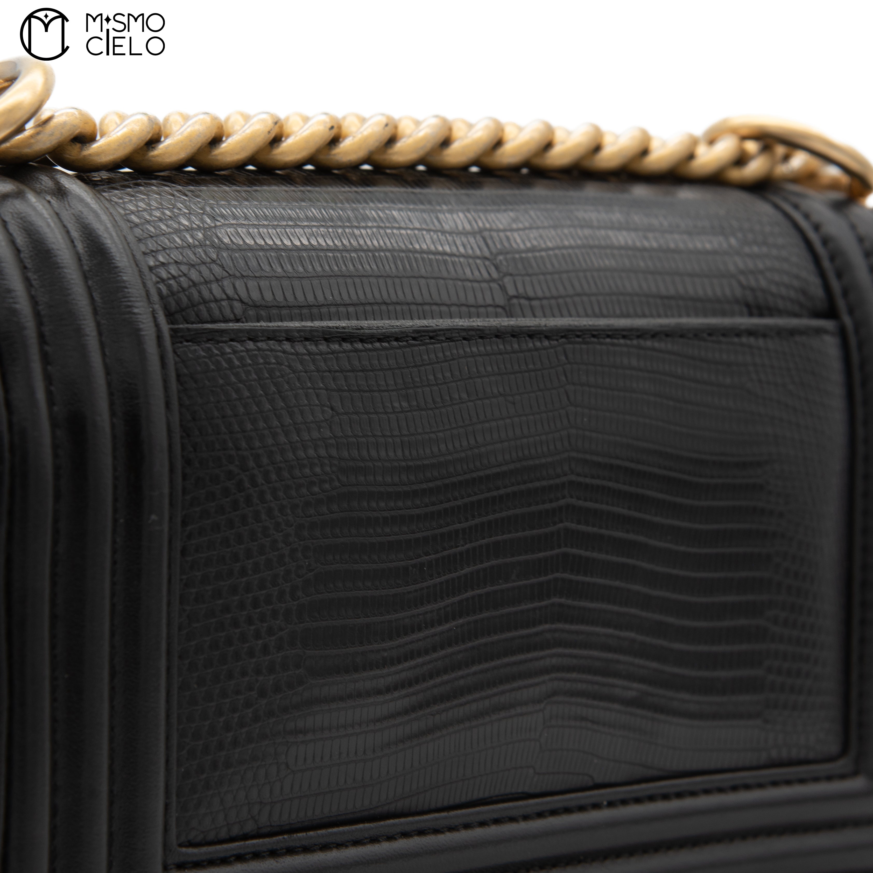 Calfskin and Lizard Black Boy Bag