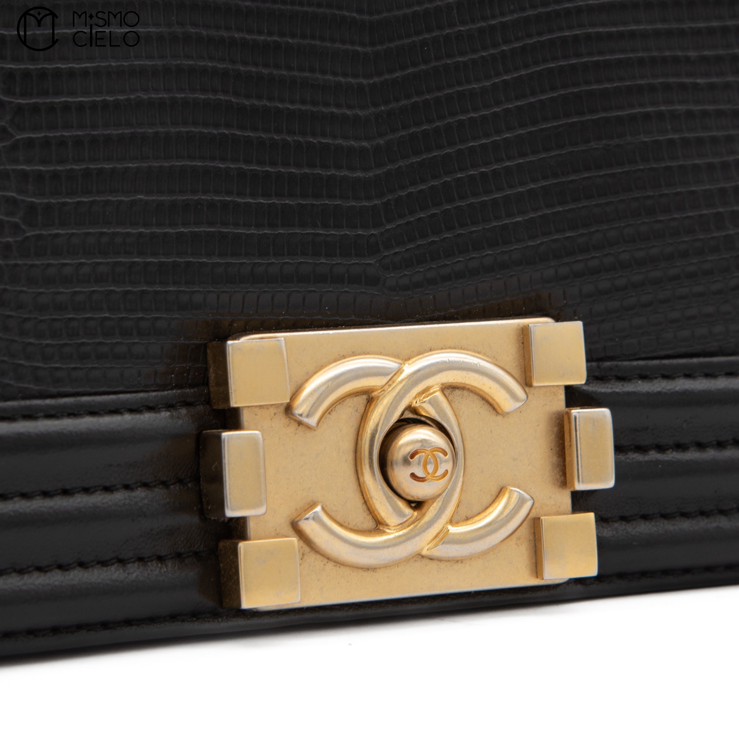 Calfskin and Lizard Black Boy Bag