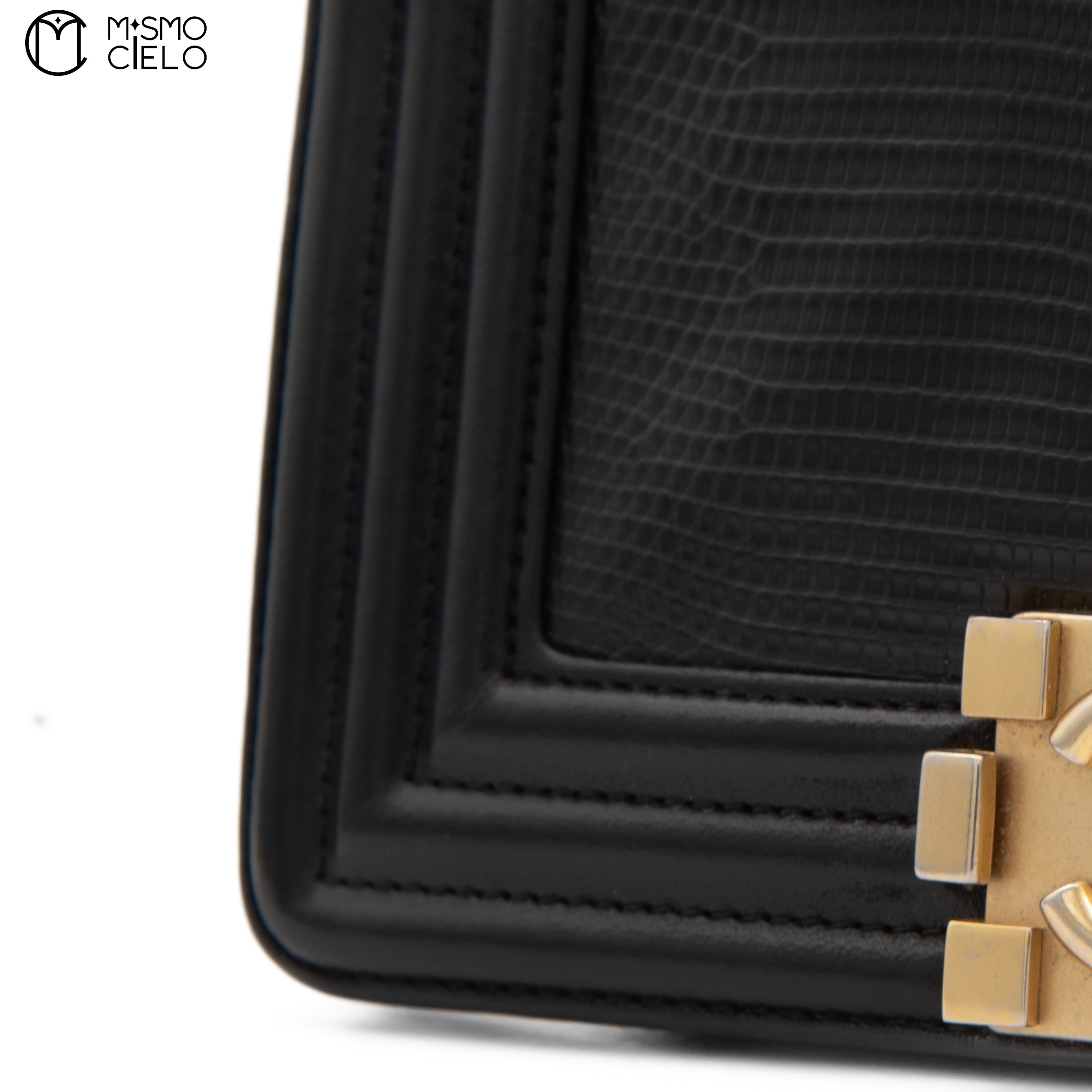 Calfskin and Lizard Black Boy Bag