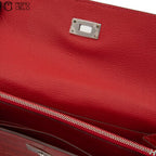 Kelly Orange Poppy Crocodile Skin Bifold Wallet with P Engraved