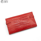 Kelly Orange Poppy Crocodile Skin Bifold Wallet with P Engraved