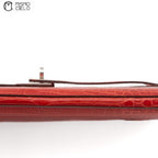 Kelly Orange Poppy Crocodile Skin Bifold Wallet with P Engraved