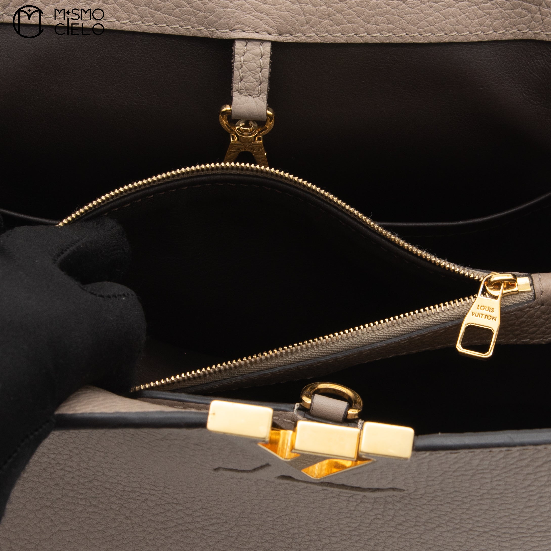 LOUIS VUITTON Beige Capucines with Python Handbag