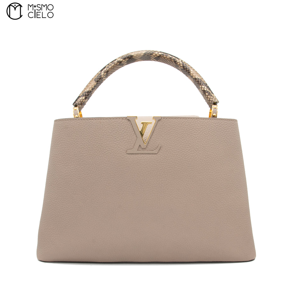 LOUIS VUITTON Beige Capucines with Python Handbag